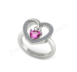 Corazón de plata de ley de calidad superior 6mm Pretty Shiny Lover Joyería personalizada Regalo Anillo de compromiso de lujo para regalo de San Valentín - Product Image 4