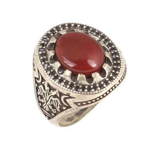 Bague pour homme en argent sterling 925 avec pierre d'agate naturelle, sertissage ovale, motif géométrique, bijoux fins pour un usage quotidien - Product Image 5