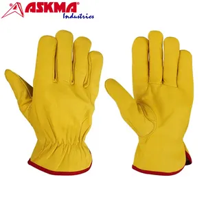 Sarung tangan pengemudi kulit kuning Goatskin dengan jempol lurus Harga Murah sarung tangan keselamatan kerja kualitas terbaik tahan potong
