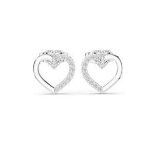 Boucles d'oreilles en diamant de laboratoire de 0,12 carat en forme de cœur, clarté VVS-VS EF, or 18 carats, 14 carats, 10 carats et argent 925, rose, jaune, blanc - Product Image 2