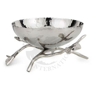 Plato de Servir de Aluminio con Diseño Martillado, Base de Madera con Acabado Natural, Moderno, Lujoso y Duradero, para Bodas, Uso en Mesa - Product Image 5