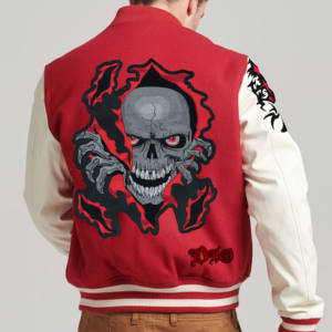 Design Your Own Logo Thin Bomber Winter Jacket Men Plus Size Winter Comfortable 100% <b>Wool</b> Body & Genuine And Original Leather - Product Image 6