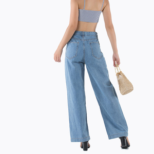 OEM Mujeres Nueva moda de cintura alta con detalle recortado Pantalones vaqueros rectos Jeans de calidad superior - Product Image 4