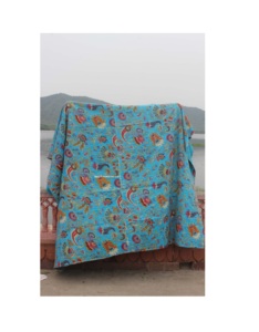 Venta al por mayor negro Mukut estampado Kantha edredón algodón orgánico cosido a mano colcha Reversible Kantha manta para Hotel decoración del hogar - Product Image 6