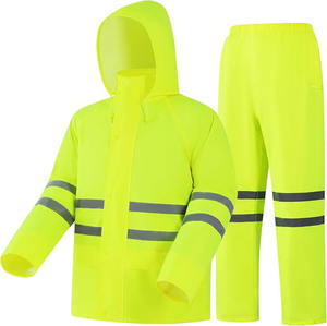 Veste de sécurité coupe-vent légère imperméable à capuche décontractée unie réversible respirante coupe-vent avec pantalon - Product Image 6