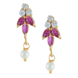 Pendiente de perla de circonita cúbica cuadrada hipoalergénica chapada en oro, joyería perforada para regalo de aniversario - Product Image 3