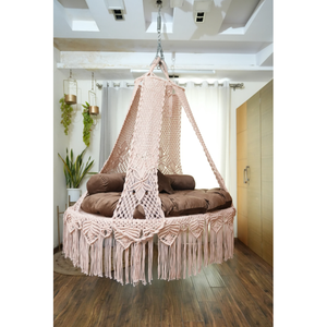 Silla Colgante de Macramé Tradicional, Muebles de Metal para Exteriores, Ideales para Dormitorio, Sala de Estar, Balcón, Decoración Bohemia - Product Image 3