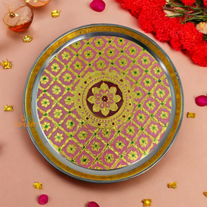 Meenakari Stainless Steel Silver-Plated Pooja Thali Tableware Welding Modern Design for Home Wedding Decoration Gifting - Product Image 4