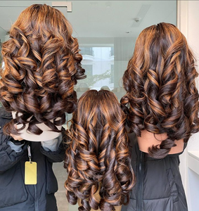 Wholesale <b>Human</b> Hair Extensions Natural Hair Color Free Tangle Shedding Bouncy Front Lace <b>Wigs</b> Piano Color - Product Image 1