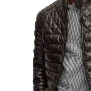 Chaqueta de Invierno para Hombre, Personalizada, de Cuero Genuino, con Cuello Alto, Impermeable y Resistente al Viento, Estilo Urbano, Superventas - Product Image 3