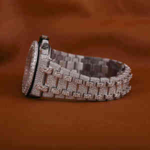 Reloj de Lujo Unisex con Diamantes de Moissanita, Estilo Hip Hop, Movimiento Mecánico, Resistente al Agua, Correa de Cuero, Personalizado para Hombre - Product Image 3