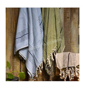 Algodón turco 100% toalla Peshtemal 350 GSM tejido plano estilo Jacquard secado rápido suave absorbente para Hammam Spa playa - Product Image 6