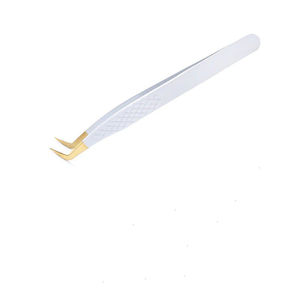 Pinzas para pestañas de acero inoxidable blanco con punta dorada Ángulo de 70 grados 100% Satisfacción del cliente Stock Pinzas para pestañas postizas - Product Image 6