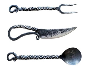 Ensemble de couverts médiévaux forgé à la main ensemble de cuisine médiéval cuillère couteau fourchette couteau à manger fourchette et cuillère ensemble de 10 - Product Image 2