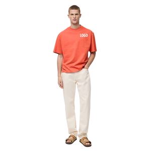 Venta al por mayor de diseño personalizado llano de peso pesado de gran tamaño Drop Shoulder hombres camisetas recortadas Boxy 230G algodón camiseta en blanco para hombres - Product Image 1