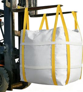 Bolsa a granel FIBC tipo Ton Bag, duradera, de fondo plano, con doble correa de sujeción, de material plástico para construcción, cemento y materiales de construcción. - Product Image 1