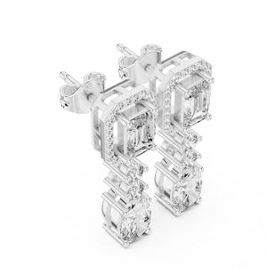 ต่างหูทองคำขาว 14K สำหรับผู้หญิง |   เพชรทรงรีและทรงกลมสังเคราะห์ เกรดพรีเมียม รับรองคุณภาพ สำหรับงานแต่งงาน ฉลองครบรอบ หรือเป็นของขวัญ - Product Image 6