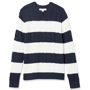 Men's Casual <b>Cable</b> <b>Knit</b> Pullover <b>Sweater</b> Solid Breathable Long Sleeve Drop Shoulder Crewneck Design Winter Season Printed - Product Image 1