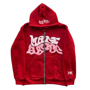 Sudadera con capucha de dos colores de algodón 100% para hombre, sudadera técnica bordada de lana de invierno, bolsillo sólido de ajuste holgado - Product Image 3