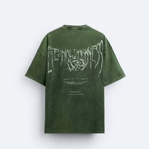 T-shirt décontracté surdimensionné 100% coton pour hommes sérigraphie lourde à épaules tombantes avec motif solide 100% tissu tricoté - Product Image 4