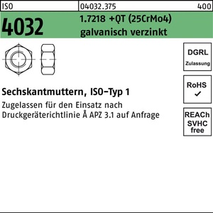 น็อตหกเหลี่ยม ISO 4032 M16 25CrMo4+QT แพ็ค 100 ชิ้น - Product Image 1