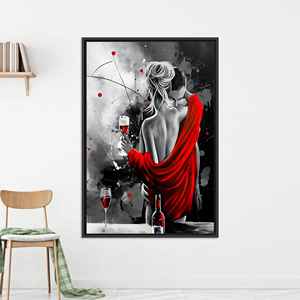 Romantic Couple Wall Art: Printed Canvas with Vibrant Heart Design,BLACK <b>FRAMED</b> CANVAS - Product Image 1