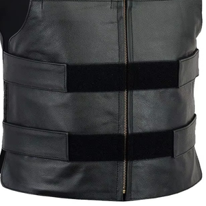 Chalecos de Motociclista de Cuero Negro para Hombre, Chaquetas de Cuero con Diseño Personalizado, Chaleco de Cuero Transpirable con Cremallera para Invierno - Product Image 3