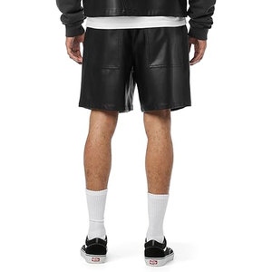Top Pick Pantalones cortos de cuero para hombre con cremallera Eco-Friendly High Street Style Patrón sólido Tela de estambre Nueva oferta en línea - Product Image 3