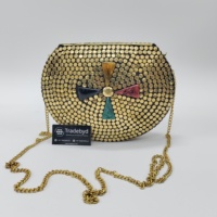 Pochette de Soirée Élégante Faite Main pour Femme, Imperméable, avec Bandoulière Amovible, Ornée de Perles, Fleurs, Mosaïque Métallique et Pierres