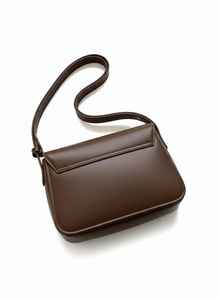 Bolso Bandolera Cruzado de Cuero Genuino Marrón para Mujer, Bolso de Hombro Minimalista con Solapa, Estilo Vintage, Resistente al Agua, para Uso Diario - Product Image 4