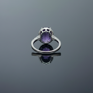 Amatista Natural Oval 5.75Cts Anillo de plata 925 Ajuste de bisel Anillo de compromiso vintage Chapado en rodio Tipo Religioso Islámico Tercero - Product Image 3