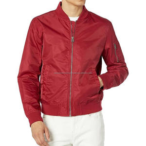 Chaquetas de bombardero de béisbol con logotipo bordado personalizado para hombre, nuevo diseño satinado liso con cuello levantado, venta al por mayor - Product Image 1