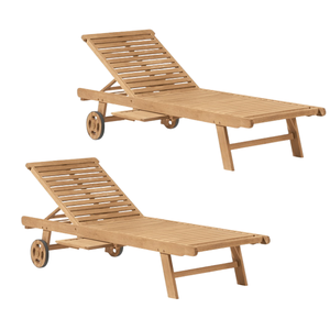 Lit de soleil en bois de teck naturel au design moderne et simple Chaises longues pour mobilier d'extérieur Lit de repos en bois - Product Image 5
