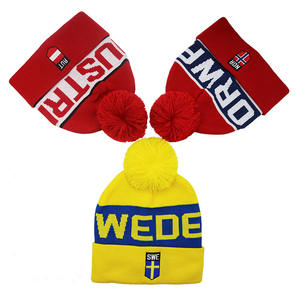 หมวกบีนนี่บีนนี่ถักลายผ้าแจ็คการ์ดปักโลโก้ปอมปอมปอมถักนิตติ้งอบอุ่น2025ตามสั่งสำหรับฤดูหนาว - Product Image 3