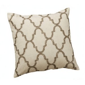 Geometric Trellis Cushion with Textured Pattern | Elegant Square Decorative <b>Throw</b> Pillow for Modern Sofa Bedroom and Home Decor - Product Image 1