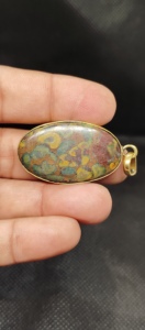 Increíble Colgante de Bisel con Incrustaciones de Oro y Piedra Preciosa de Jaspe Natural - Product Image 5