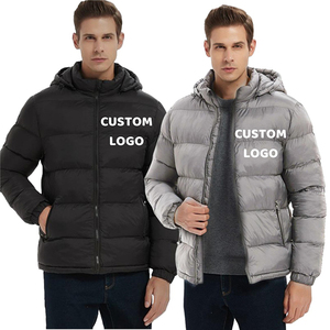 Blouson matelassé en toile pour homme de haute qualité, style uni avec capuche, logo personnalisé sur le devant, collection hiver, style urbain, vente en gros - Product Image 4