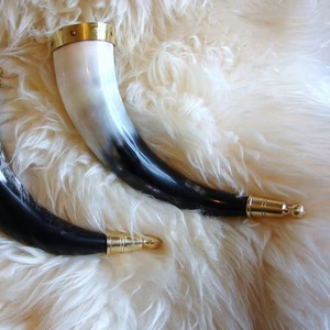 Viking Nautical Style Drinking Horn Mug with Natural Polished Buffalo Horn and Metal Perfect for Gifts and Collectors - Product Image 1