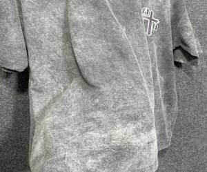 เสื้อยืดผ้าซักแบบกรดสำหรับผู้ชายผ้าฝ้าย/โพลีเอสเตอร์เสื้อคอกลม/คอลูกเรือแบบปกติระบายอากาศได้ดีเป็นมิตรกับสิ่งแวดล้อม - Product Image 3