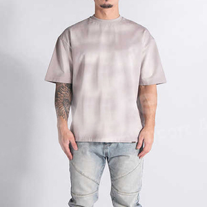 T-shirts Ringer grande taille pour hommes 2026 en gros, 100 % coton tricoté épais, délavé à l'acide, effet vieilli et décoloré par le soleil - Product Image 4