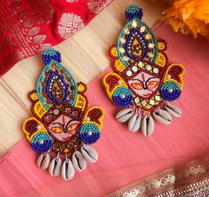 Pendientes de Cuentas Hechos a Mano Durga, Pendientes Personalizados con Múltiples Cuentas, Joyería Festiva para Mujer al Mejor Precio - Product Image 2