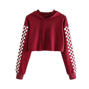 Top corto sostenible de alta calidad, sudaderas con capucha largas para mujer, estilo informal transpirable de primavera con logotipo frontal para invierno - Product Image 3