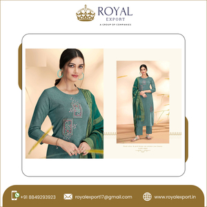 Vêtements de fête de mariage au Design élégant. Vêtements indiens en coton masqué avec broderie Salwar du fabricant indien - Product Image 5
