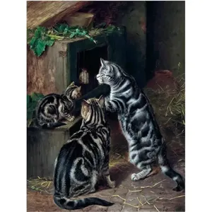 Tiempo de visita gato gatitos acento azulejo Mural novedad y cocina creativa arte pared Backsplash cerámica para decoración del hogar - Product Image 1