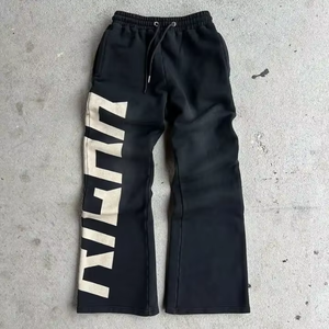 Jogger d'hiver personnalisé pour homme, coupe ample streetwear, en polyester/coton, imprimé sérigraphié et brodé, taille mi-haute élastique, épais - Product Image 1