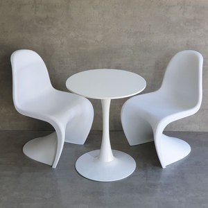 Scandinavian Plastic Square Cafe Table and 2 Panton Chairs <b>Set</b> for Mall and <b>Restaurant</b> CBCF278 - Product Image 3