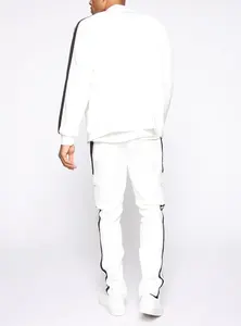 Mens Custom Clothing Men 3 Stripe Fleece <b>Full</b> <b>Zip</b> <b>up</b> <b>Hoodie</b> Custom Rhinestone Tracksuit - Product Image 3