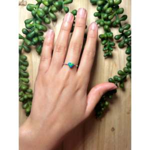 Navajo-Made Rhodium-Plated Opal and Sterling <b>Silver</b> Statement <b>Ring</b> Dainty Fine Jewelry for Everyday Wear - Product Image 4