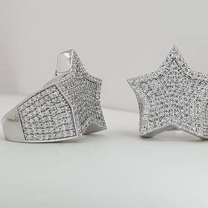 แหวนฮิปฮอปแบบสั่งทำพิเศษ ประดับเพชรโมอิสซาไนต์เต็มวง ชุบโรเดียม เงินแท้ 925 สำหรับงานแต่งงานและงานหมั้นของผู้ชาย - Product Image 1