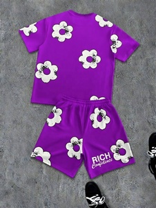 Conjunto Deportivo de Verano Unisex de 2 Piezas, Conjunto de Pantalones Cortos y Camiseta de Manga Corta con Estampado Personalizado para Hombre - Product Image 2